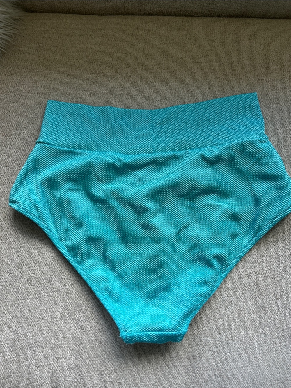 aerie Turquoise Textured V-Wire Bikini Top & High-Waist Bottoms - Picture 5 of 7